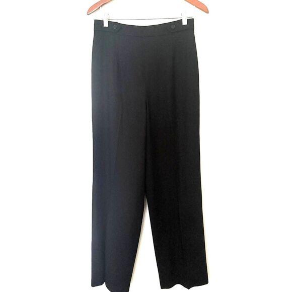 Talbots Pants - VTG Talbots Black Italian Wool Dress Pants Side Zip Stretch Tailored Trousers 8